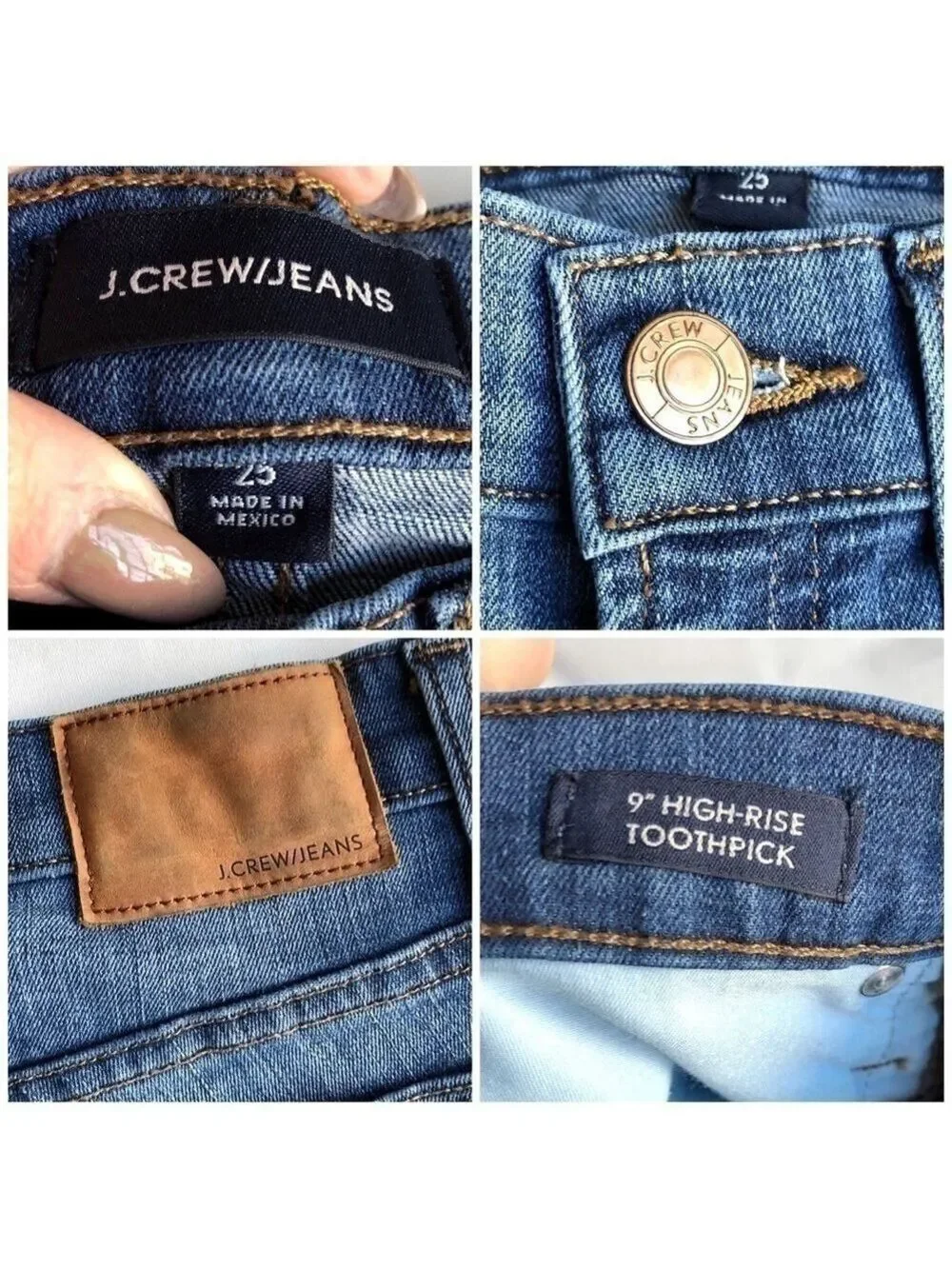J. Crew High Rise Toothpick Distressed Jeans